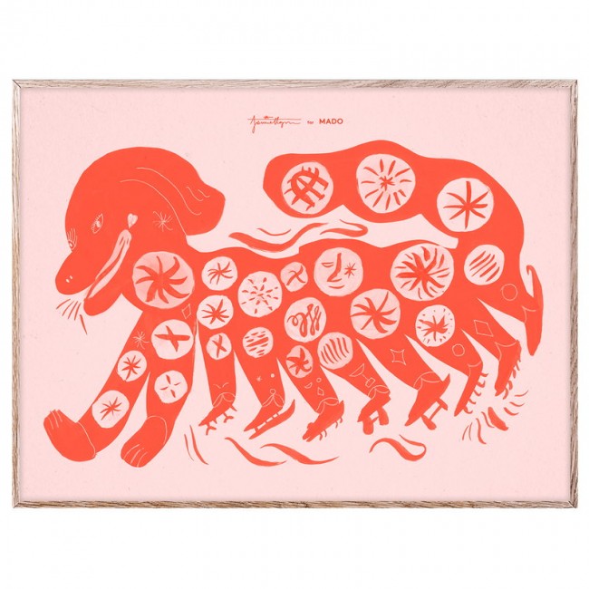 MADO 마도 Chinese 도그 강아지 poster 30 x 40 cm red DOM4102