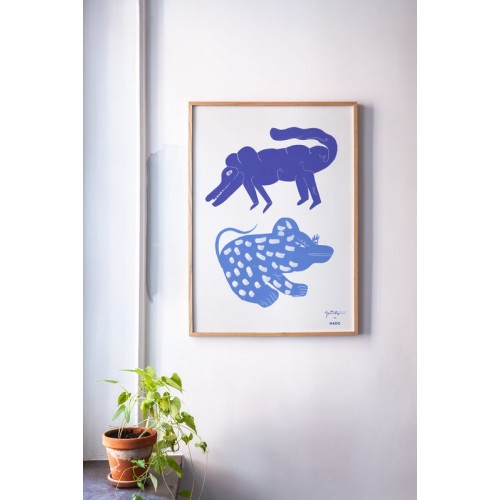 MADO 마도 Two Creatures poster 50 x 70 cm 블루 DOM4125