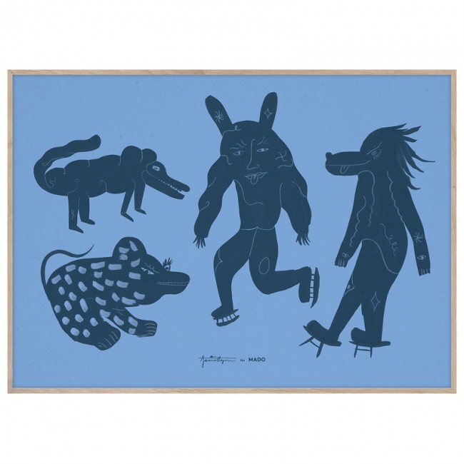 MADO 마도 Four Creatures poster 50 x 70 cm 블루 DOM4120