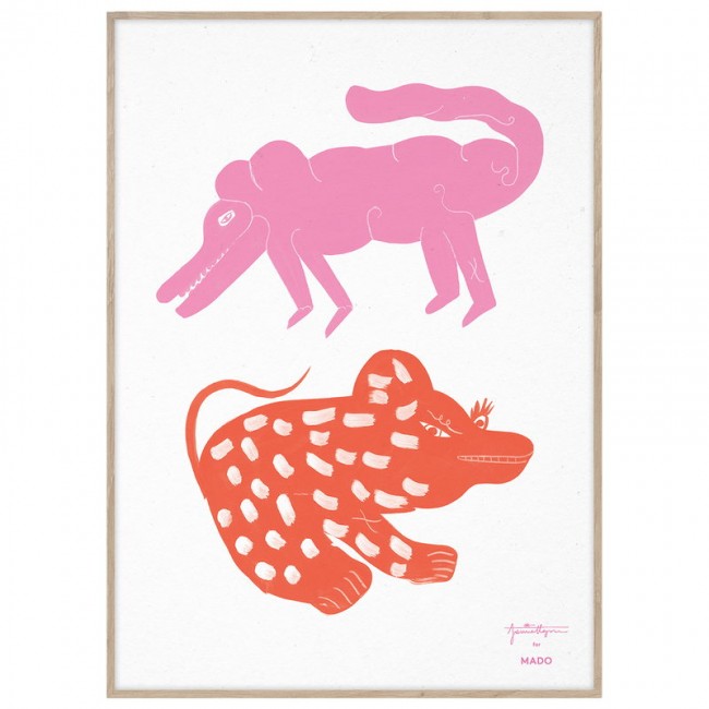MADO 마도 Two Creatures poster 50 x 70 cm 핑크 - red DOM4124