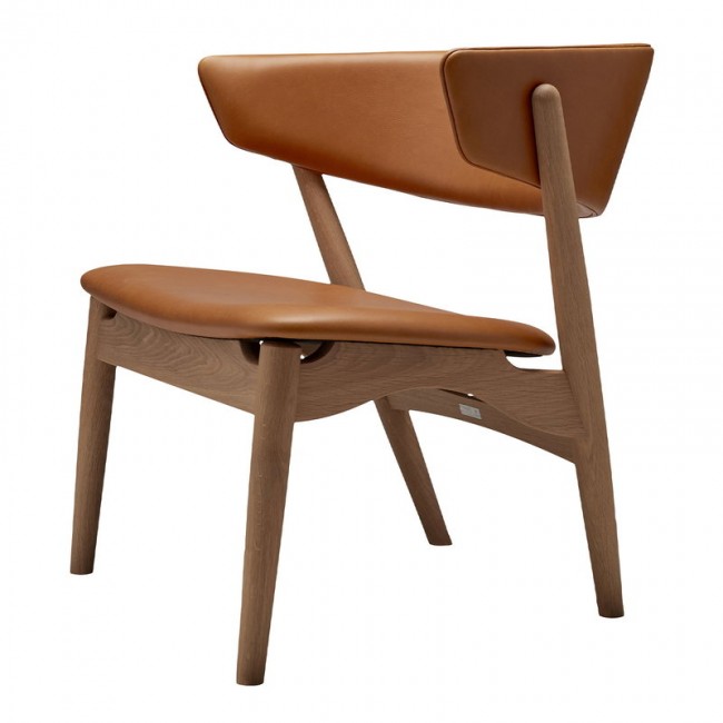 Sibast No 7 Lounge 의자 fully upholstered 화이트 oiled oak - 코냑 SBNO7LC-WOO-SIL0250