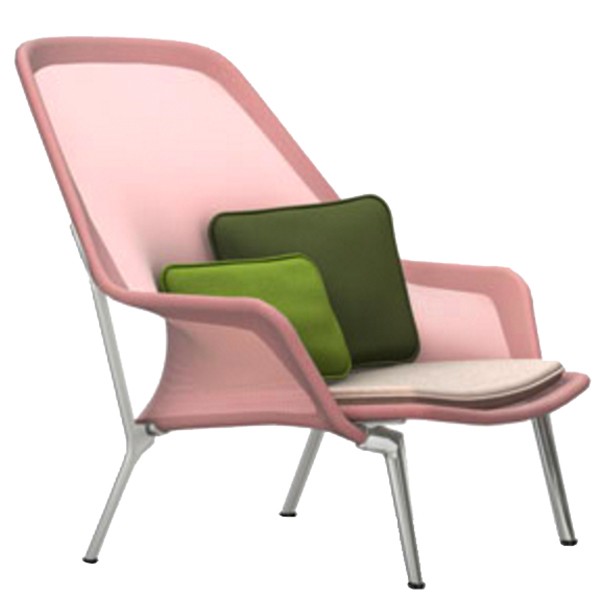 VITRA 슬로우 체어 red/cream - 알루미늄 Vitra Slow Chair  red/cream - aluminium 03779