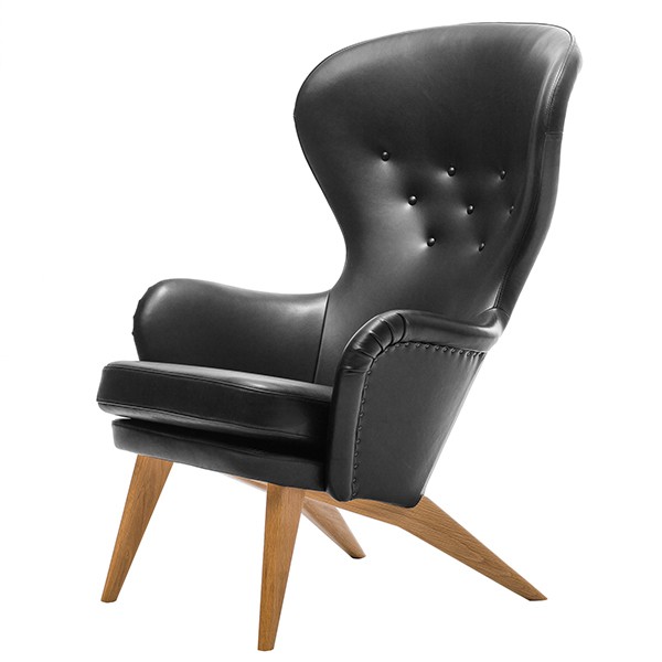 Ornas Siesta lounge 의자 oak - 블랙 leather Soerensen FT107016-BLL