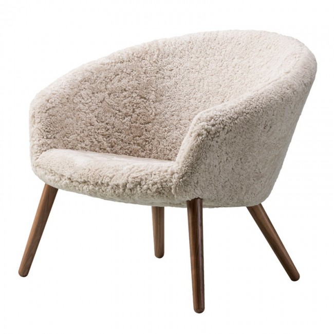 FREDERICIA 프레데리시아 Ditzel lounge 의자 문LIGHT sheepskin - walnut FRE2631-SHEEP-WL