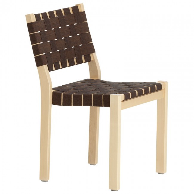 ARTEK 알토 체어 611 birch - 블랙/브라운 웨빙 Artek Aalto chair 611  birch - black/brown webbing 02600