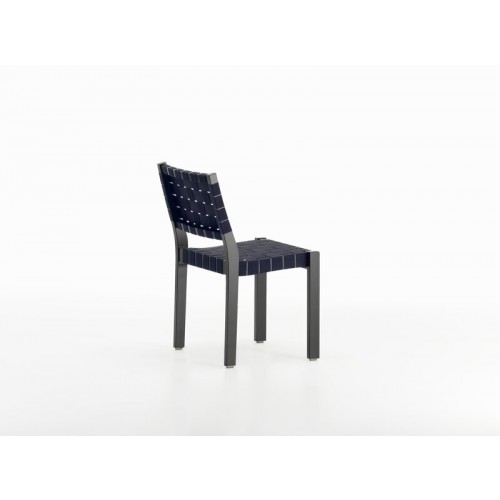 ARTEK 알토 체어 611 블랙 - 블랙/블루 웨빙 Artek Aalto chair 611  black - black/blue webbing 02599