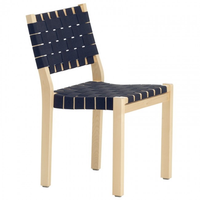 ARTEK 알토 체어 611 birch - 블랙/블루 웨빙 Artek Aalto chair 611  birch - black/blue webbing 02597