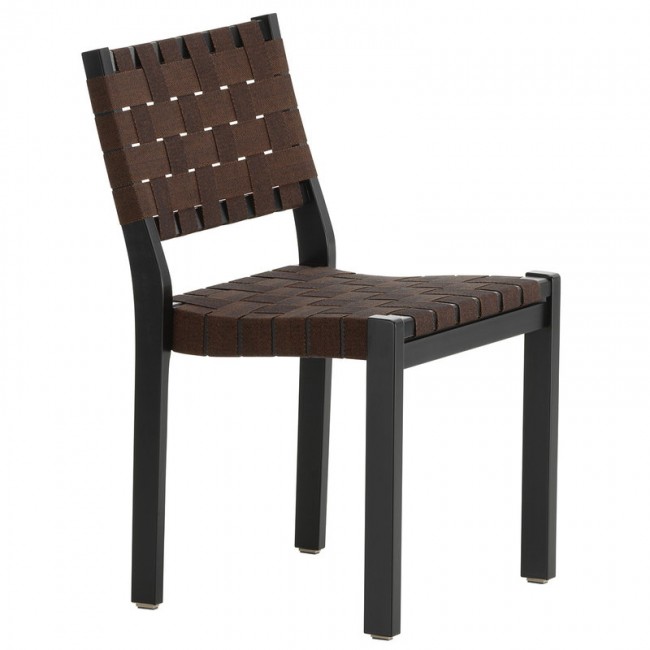 ARTEK 알토 체어 611 블랙 - 블랙/브라운 웨빙 Artek Aalto chair 611  black - black/brown webbing 02596