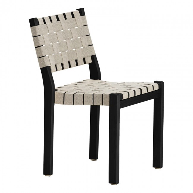 ARTEK 알토 체어 611 블랙 - 네츄럴/블랙 webbing Artek Aalto chair 611  black - natural/black webbing 02407