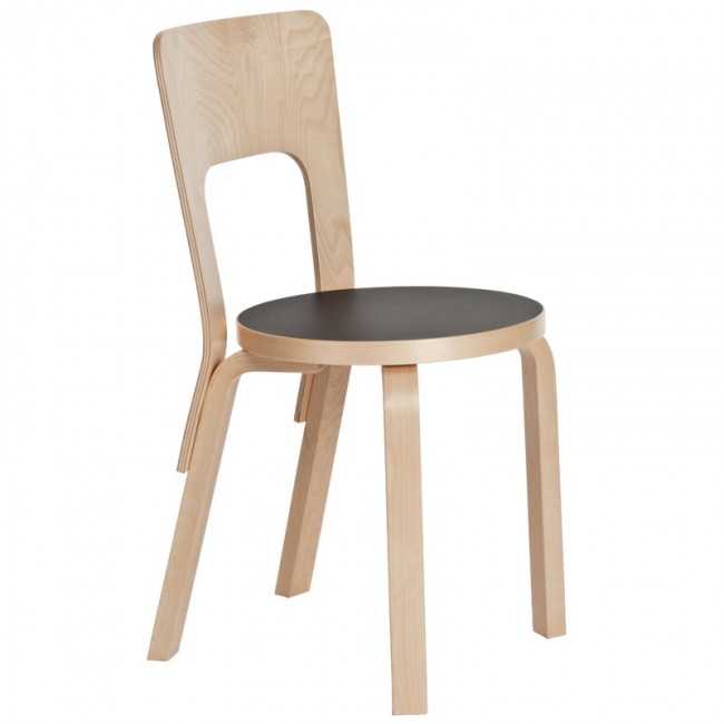 ARTEK 알토 체어 66 블랙 리놀륨 Artek Aalto chair 66  black linoleum 01836