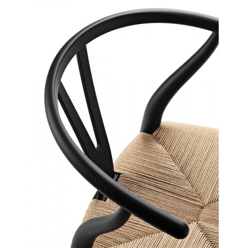 CARL HANSEN & SU00F8N CH24 위시본 체어 의자 소프트 블랙 - 네츄럴 cor_d Carl Hansen & Su00f8n CH24 Wishbone chair  soft black - natural cord 01832