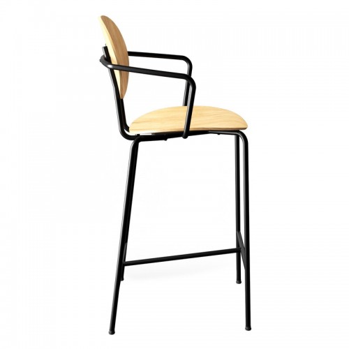 Sibast Piet Hein counter 스톨 with armrest 65 cm 블랙 - 화이트 lacque SBPIETHEIN-CS-AR-BS-WLO