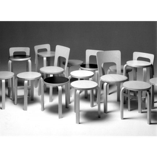 ARTEK 알토 스툴 E60 블랙 리놀륨 - birch Artek Aalto stool E60  black linoleum - birch 01216