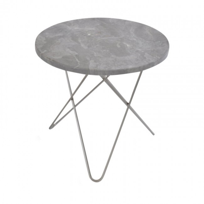 OX DENMARQ 옥스덴마크 Tall Mini O 테이블 steel - grey marble OD-TALLMINI-OTB-SS-GREYM