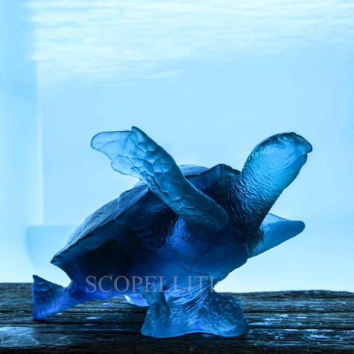 DAUM 크리스탈 Sea Turtle Mer de Corail 라지 블루 NUMBE레드 에디션 Daum Crystal Sea Turtle Mer de Corail Large Blue Numbered Edition 02596