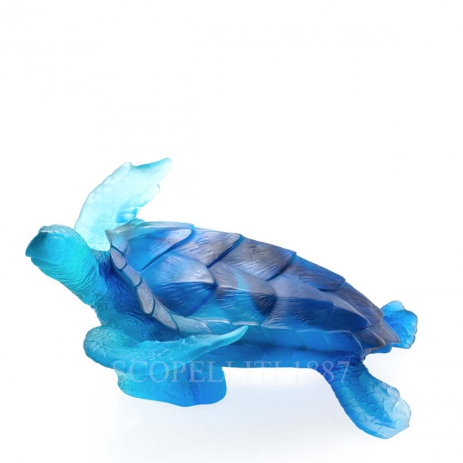 DAUM 크리스탈 Sea Turtle Mer de Corail 라지 블루 NUMBE레드 에디션 Daum Crystal Sea Turtle Mer de Corail Large Blue Numbered Edition 02596