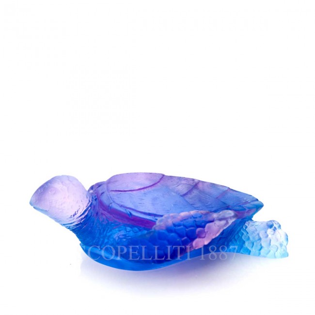 DAUM 크리스탈 Sea Turtle Mer de Corail 미디움 블루 핑크 Daum Crystal Sea Turtle Mer de Corail Medium Blue Pink 02578