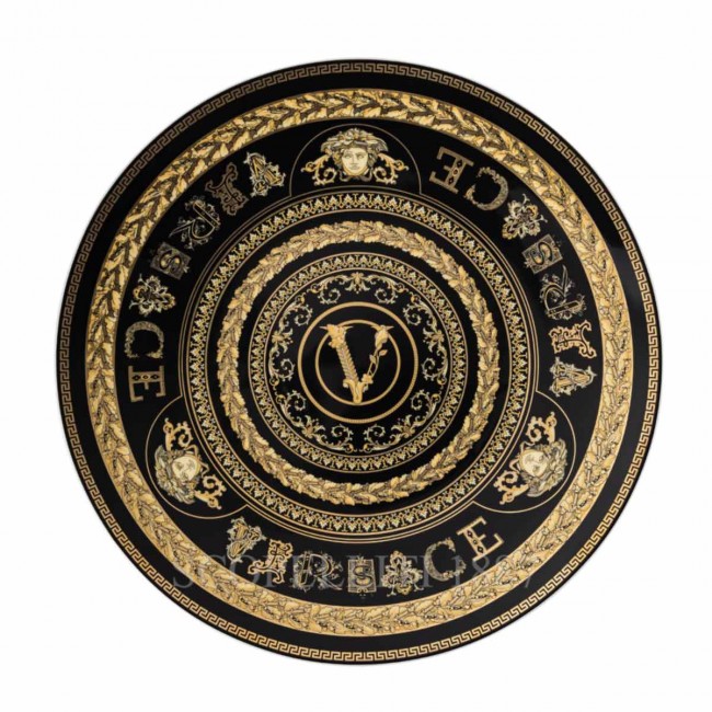 베르사체 Service 접시 33 cm Virtus Gala 블랙 Versace Service Plate 33 cm Virtus Gala Black 02434