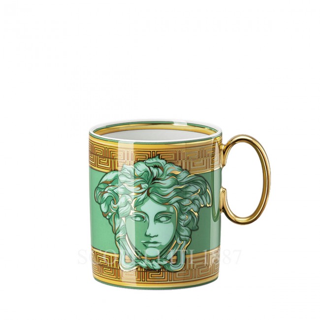 베르사체 머그 with handle 메두사 Amplified 그린 Coin Versace Mug with handle Medusa Amplified Green Coin 01965
