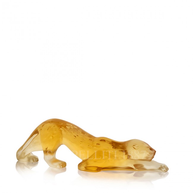 LALIQUE Zeila Panther 스컬쳐 스몰 Amber Lalique Zeila Panther Sculpture Small Amber 01825