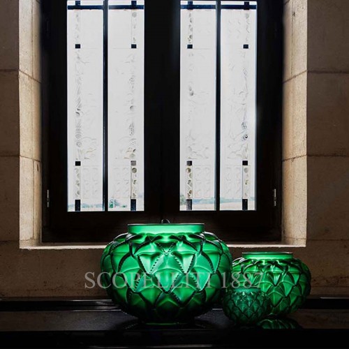 LALIQUE Languedoc 화병 꽃병 그린 Lalique Languedoc Vase Green 01810