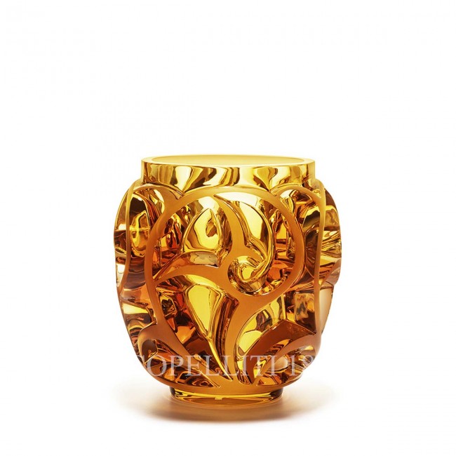 LALIQUE Tourbillons 화병 꽃병 Amber Lalique Tourbillons Vase Amber 01790