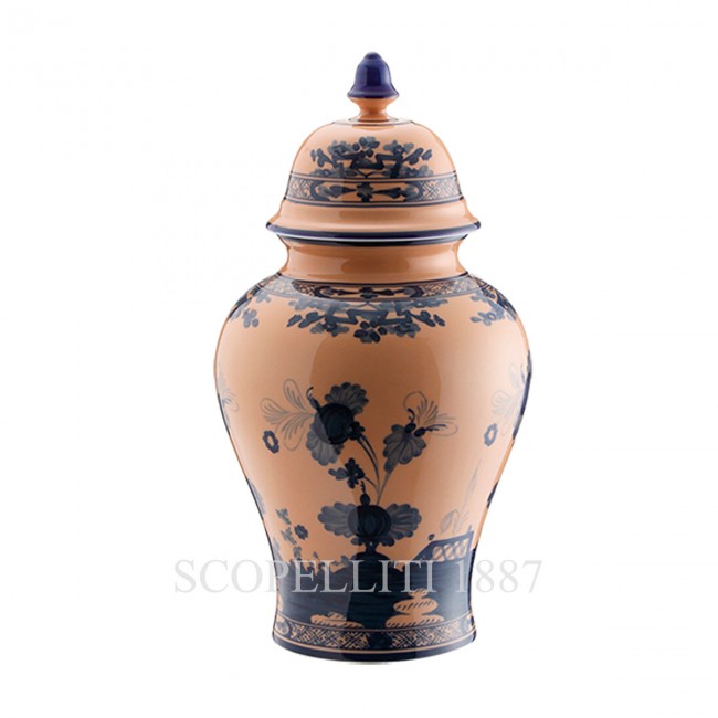 GINORI 1735 Potiche 라지 화병 꽃병 With 커버 오리엔트E Italiano Cipria Ginori 1735 Potiche Large Vase With Cover Oriente Italiano Cipria 01486