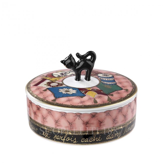 GINORI 1735 Ginori 토템 Cat Round Box with 커버 Customizable Ginori 1735 Ginori Totem Cat Round Box with Cover Customizable 01408