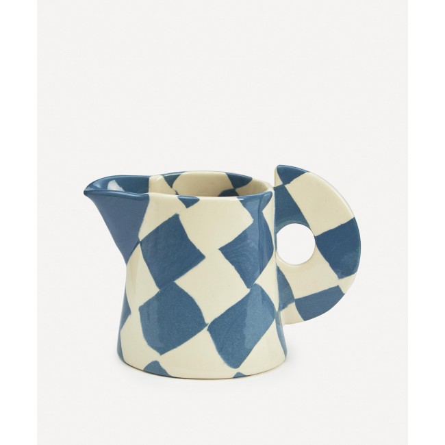 헨리 홀랜드 스튜디오 블루 and 화이트 Small Checkerboard 밀크 저그 Henry Holland Studio Blue and White Small Checkerboard Milk Jug 00357