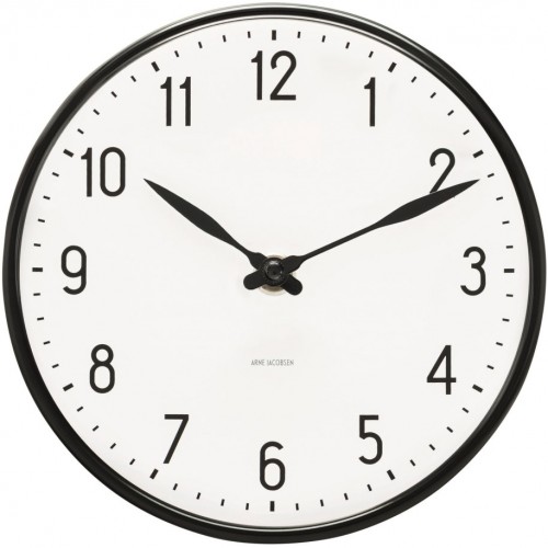 아르네야콥센 Station 벽시계 블랙 / 화이트 210 mm Arne Jacobsen Station Wall Clock Black / White  210 mm 08453