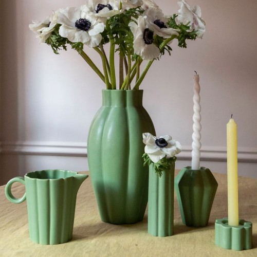 포터리조 Birgit 화병 꽃병 / 촛대 14 cm Olive 그린 Potteryjo Birgit Vase / Candlestick 14 cm  Olive Green 08206