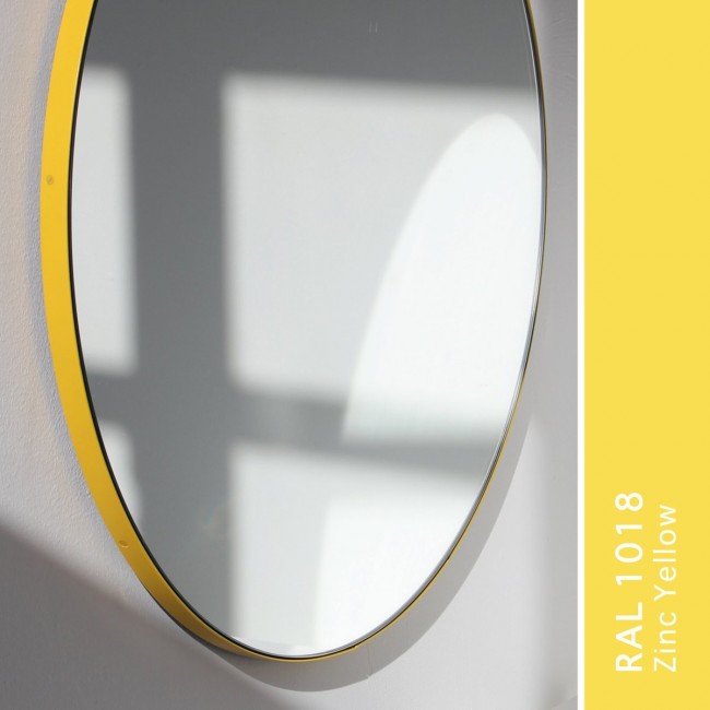 Alguacil & Perkoff Ltd 미디움 Orbis 실버 Tinted Circular 거울 with 옐로우 프레임 by 25662