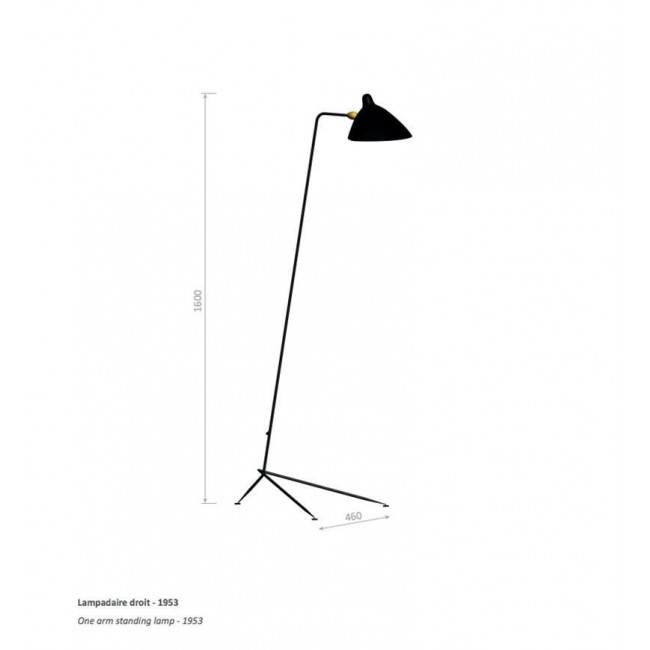 세르주 무이 (Designer) mi_d-Century Modern 블랙 One-Arm 스탠딩 램프 by 23668