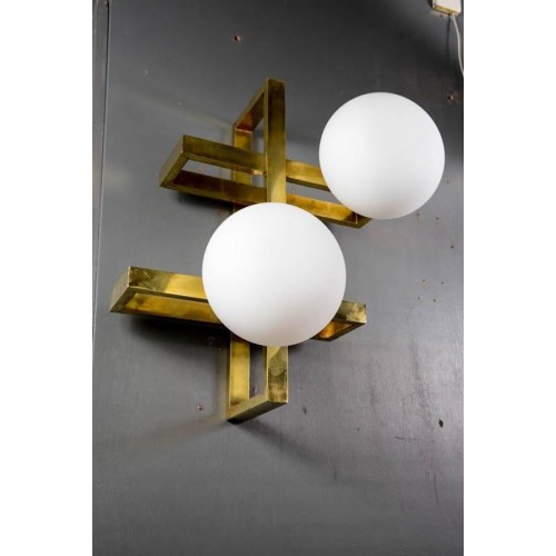 Glustin 루미나IRES 브라스 Wall 스콘스S with 글라스 Globes by 2015 Set of 6 23632
