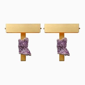 Glustin 루미나IRES Wall 스콘스S with Amethysts and 직사각형 Shades fro. Set of 2 23199