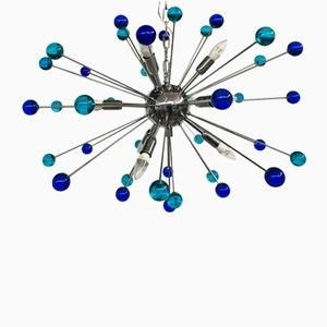 Made Murano Glass LIGHT-블루 and 다크-블루 “Star” 글라스 오발 Sputnik 샹들리에 fro. 19500
