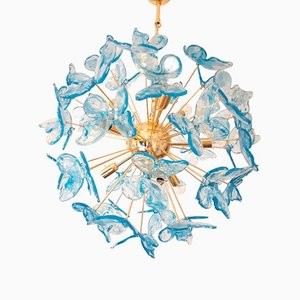 Made Murano Glass LIGHT-블루 버터플라이 글라스 Sputnik 스피어 샹들리에 fro. 19490