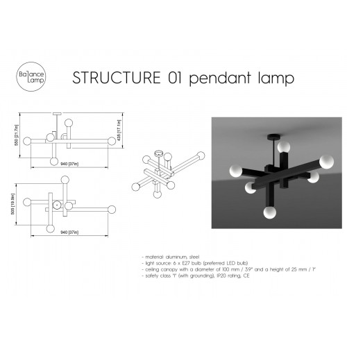 Balance Lamp Structure 01 Modern 서스펜션/펜던트 조명/식탁등 Inspired by Brutalist Architecture & 데 스틸 Movement fro. 18511