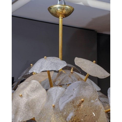 Glustin 루미나IRES 브라스 Spherical 샹들리에 with Murano 글라스 Leaves by Creation 18313