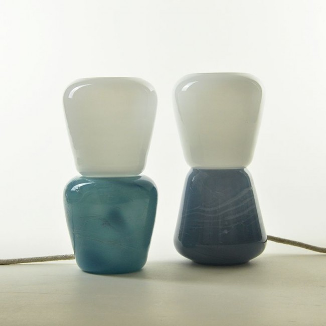 Atelier G이오RGE Duo 테이블조명/책상조명 in 터쿼이즈 Moire 콜렉션 Hand-Blown 글라스 by 17275