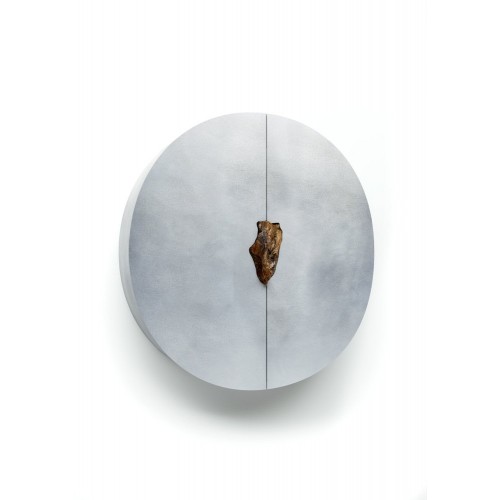 Pierre De Valck Oxidized and Waxed 알루미늄 Round Cabinet with Stone by 15326