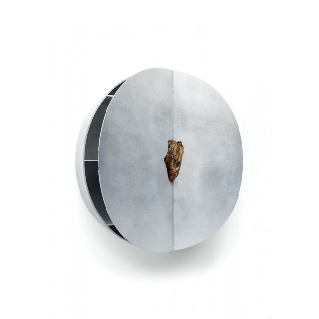 Pierre De Valck Oxidized and Waxed 알루미늄 Round Cabinet with Stone by 15326