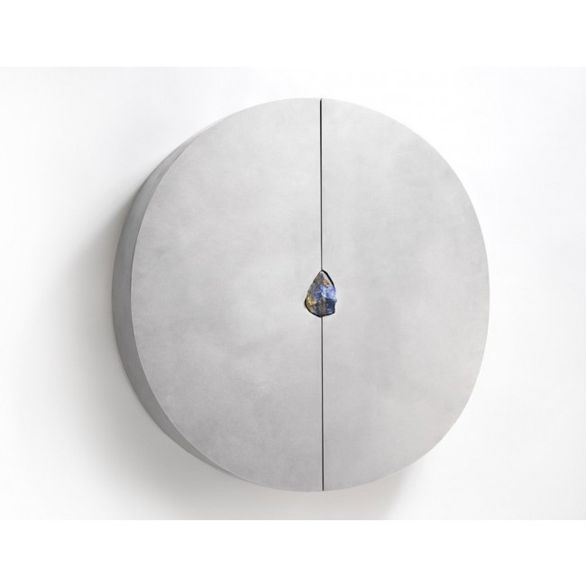 Pierre De Valck Oxidized and Waxed 알루미늄 Round Cabinet with 블루 Stone by 15325