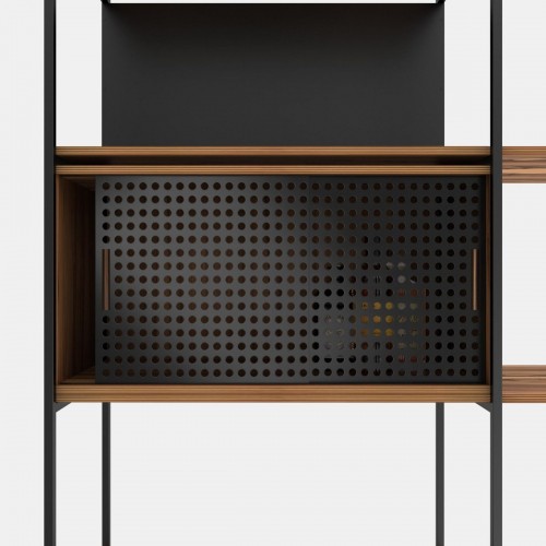 Modiste Furniture 903 시스템 선반 in Figured Red Gum & Textured Matt 블랙 메탈 fro. 15082