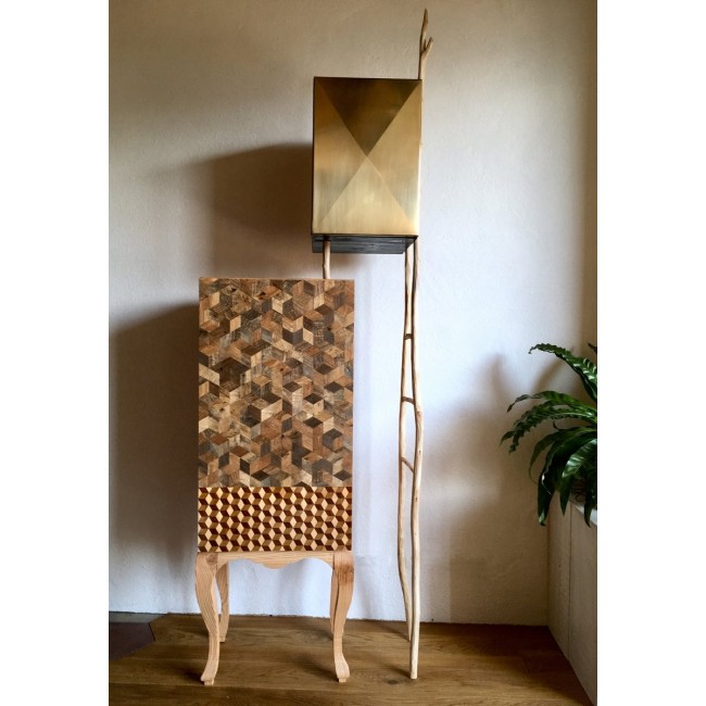 Andrea Bouquet Bouisoun 브라스 & Wooden Inlay Cabinet by 2018 14533