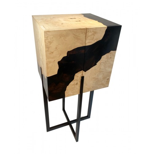 Fracture Cabinet in Maple Burr and Ebony Marquetry by D.Driani Creation 14415