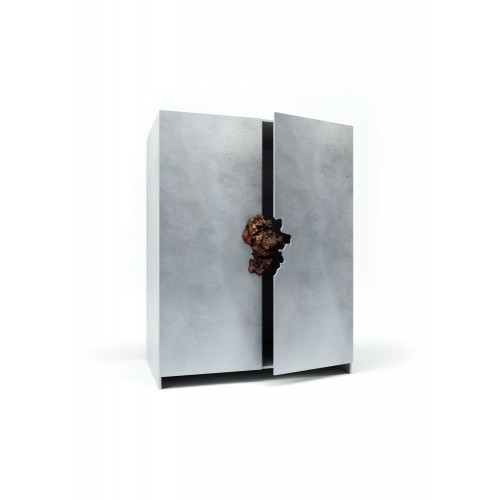 Pierre De Valck Oxidized and Waxed 알루미늄 Cabinet with Lava Stone by 14176