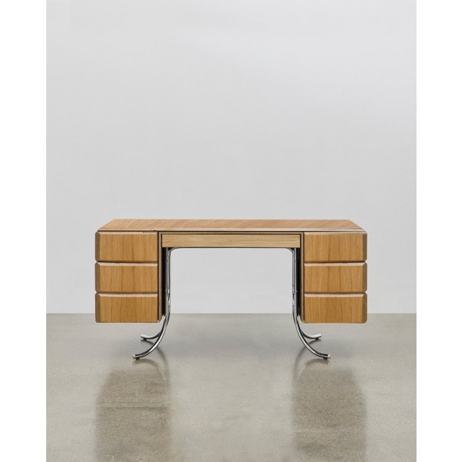 PH Furniture & Pianos Office Desk 크롬 네추럴오크 Veneer 그린 사틴 Matte 플라이우드 Edges 13259
