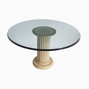Cupioli Luxury Living Clear 크리스탈 글라스 & Art Inlay Marble 다이닝 테이블 by 12960