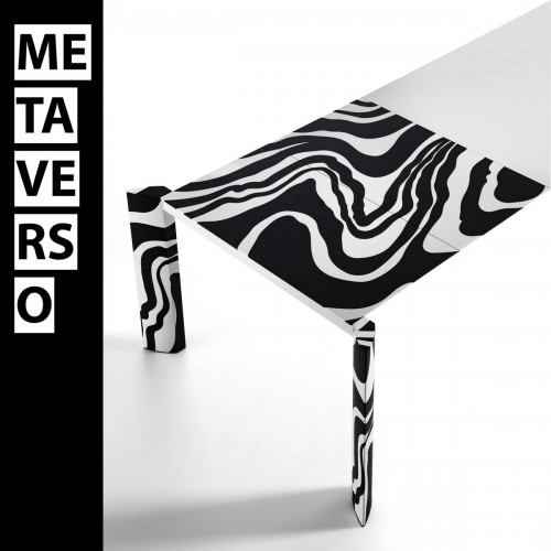 Laab Milano Minimalist 알루미늄 Extendable Long 블랙 화이트 Metaverso 다이닝 테이블 by 12314